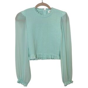 Aritzia Wilfred Tempest Blouse- Aqua Blue- Size Small